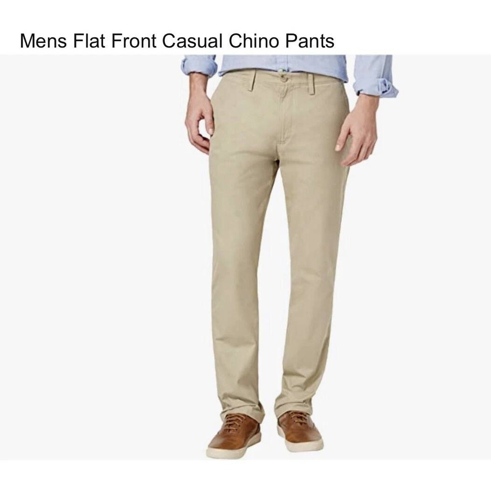 Club Room Pants Mens 40/30 Beige Khaki Chino Classic Fit Stretch‎ Comfort Office